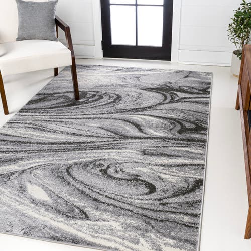Jonathan Y Viscon Abstract Marble Contemporary Area Rug In Light Gray/black