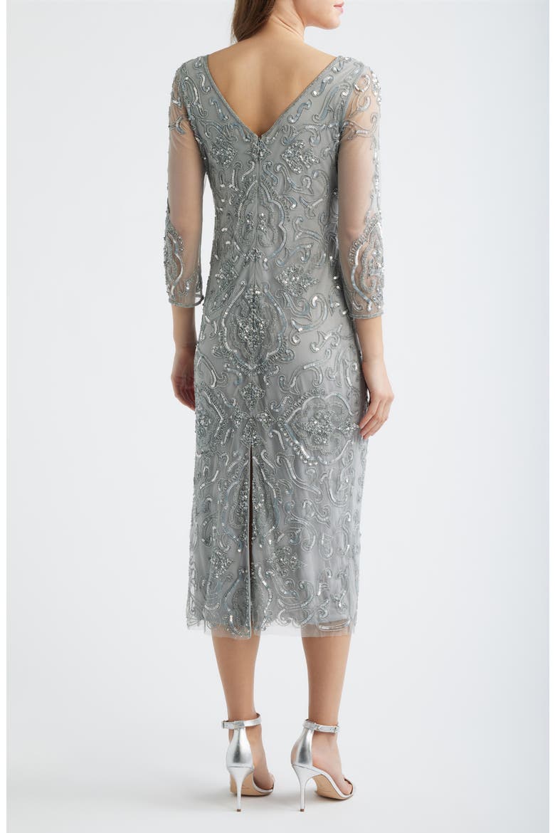 Sequin & Beaded Cocktail Sheath Dress, Alternate, color, BLUE