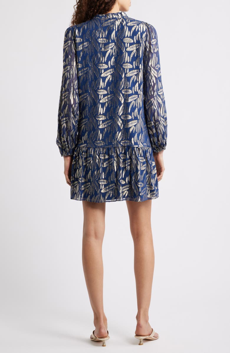 Lilly Pulitzer<sup>®</sup> Evaline Long Sleeve Silk Blend Drop Waist Dress, Alternate, color, Navy Leafy Babe