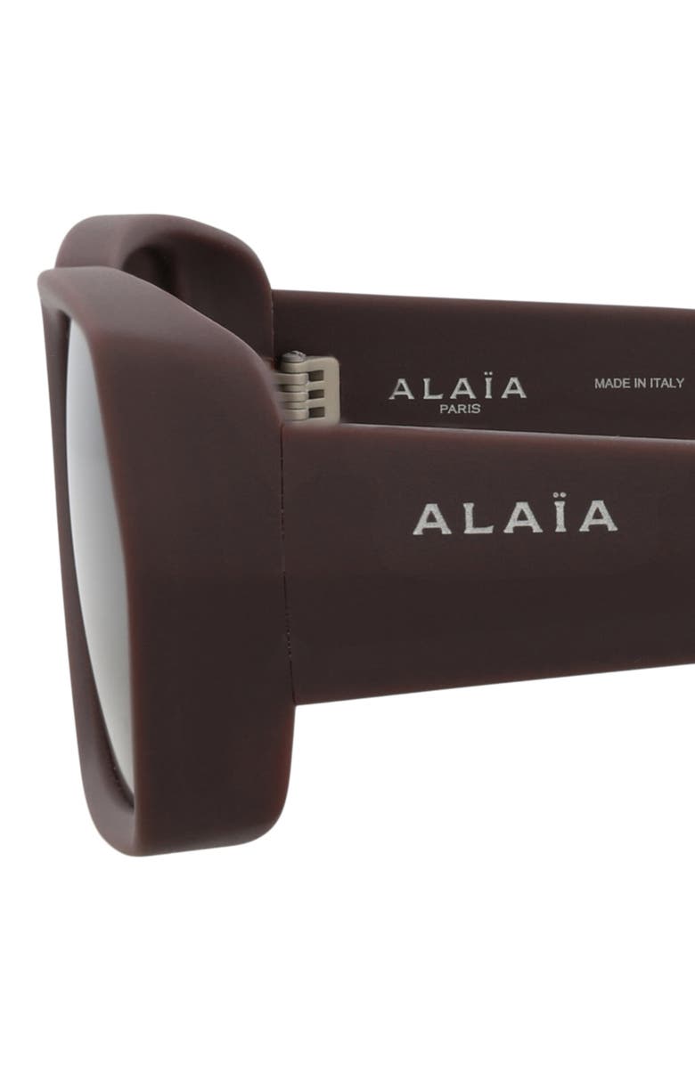 Alaïa 60mm Novelty Rectangular Sunglasses, Alternate, color, Burgundy Burgundy Grey