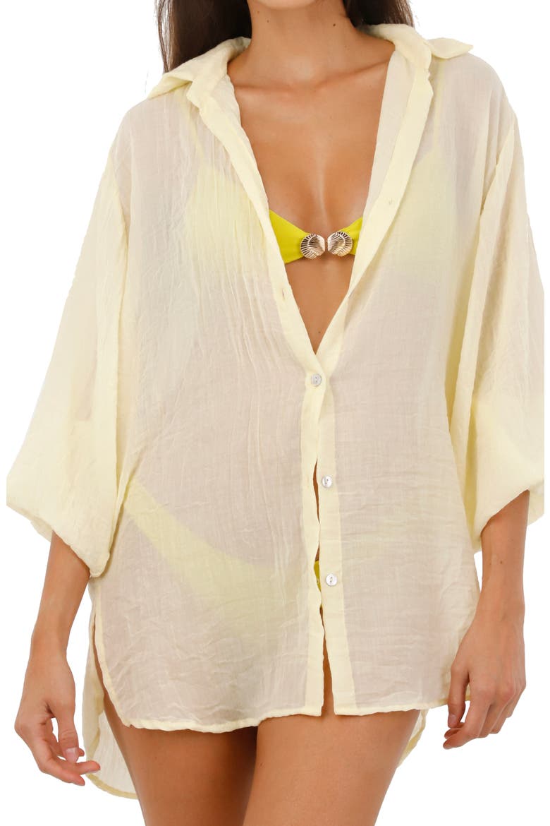 Akumal Cover-Up Shirt, Main, color, BUTTERCREAM