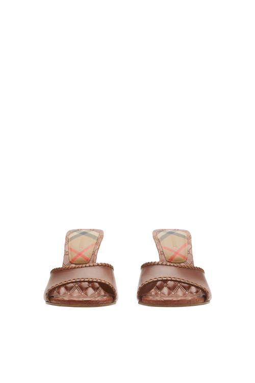 Burberry Round Toe High Heel Sandals In Chestnut