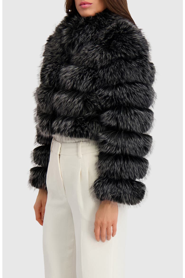 Fur-Free Fox (Faux Fur) Horizontal Bolero, Alternate, color, BLACK SNOWTOP