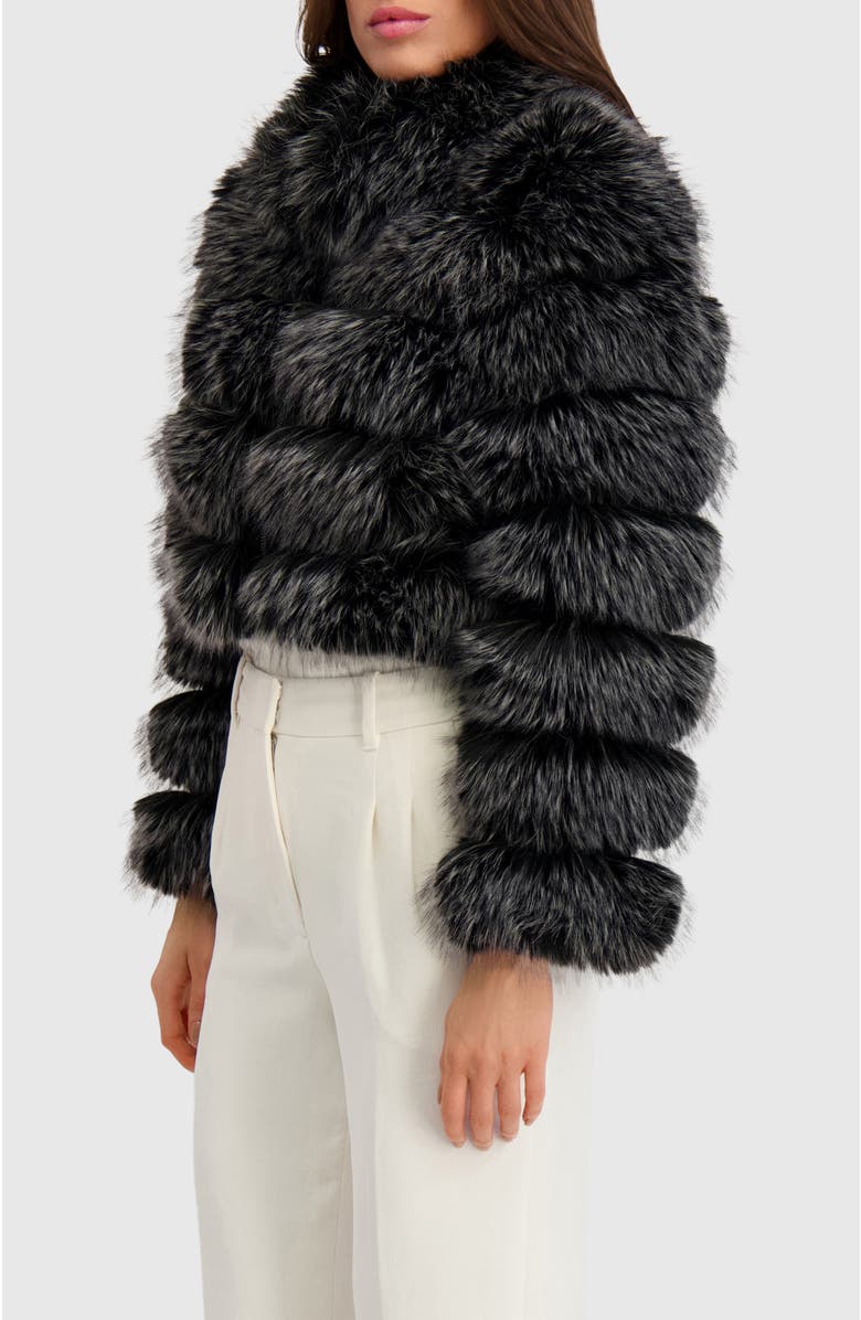 Lyla Grant Fur-Free Fox (Faux Fur) Horizontal Bolero, Alternate, color, Black Snowtop