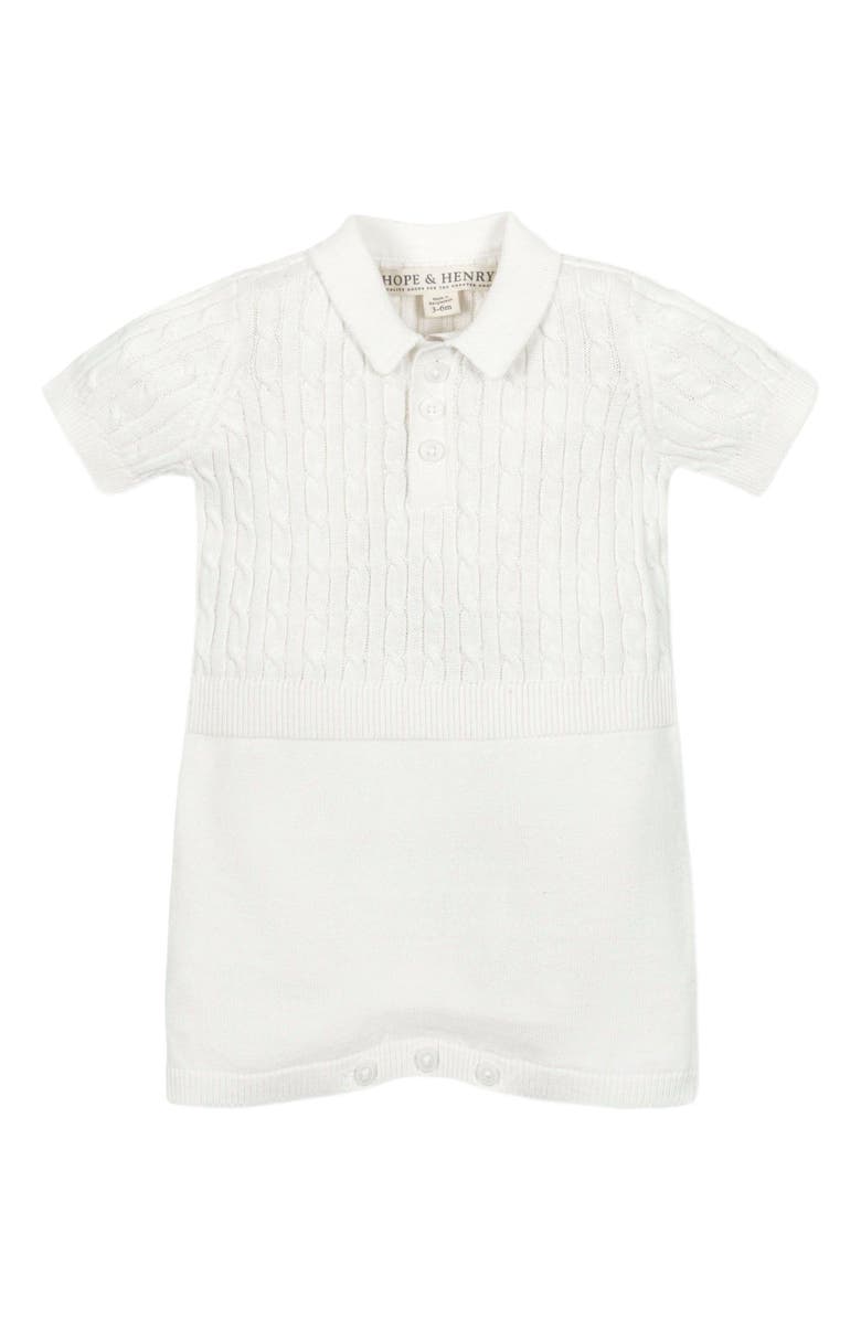 Hope & Henry Baby 4 Piece Shortie Cable Knit Romper Gift Set with Box, Infant, Alternate, color, 