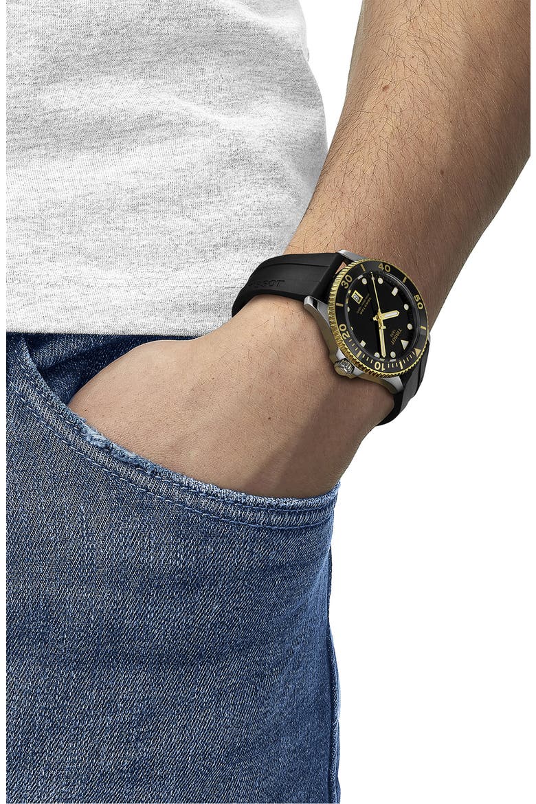 Seastar 1000 Rubber Strap Watch, 40mm, Alternate, color, BLACK