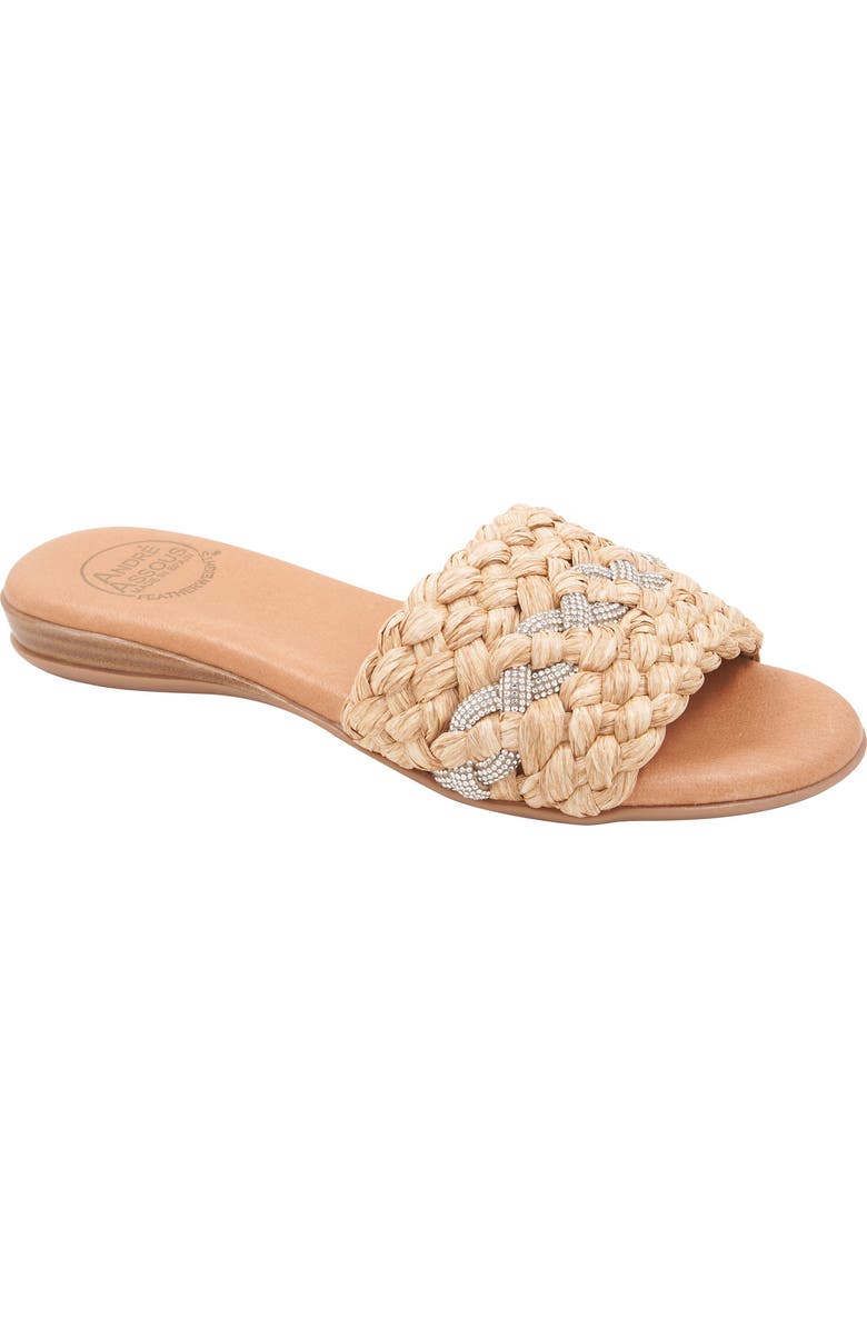André Assous Nahala Slide Sandal, Main, color, Natural/ Crystal