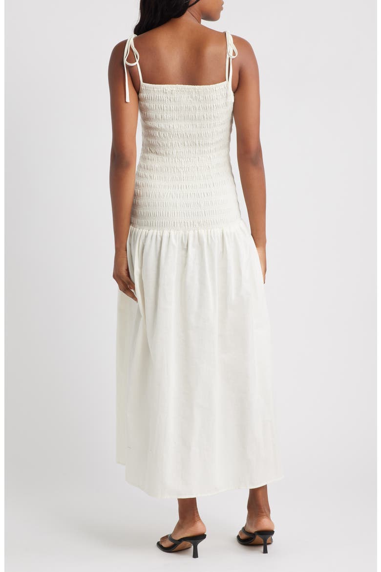 Shirred Linen Midi Sundress, Alternate, color, IVORY