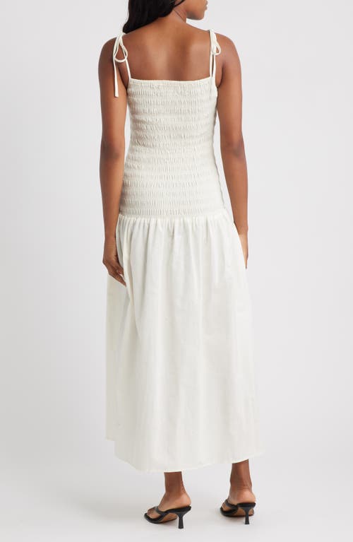 Topshop Shirred Linen Midi Sundress In White