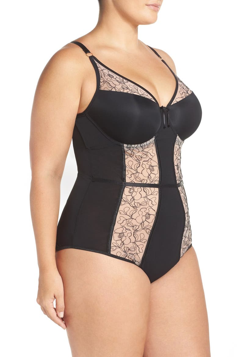 Underwire Bodysuit, Alternate, color, BLACK/ CHAMPAGNE
