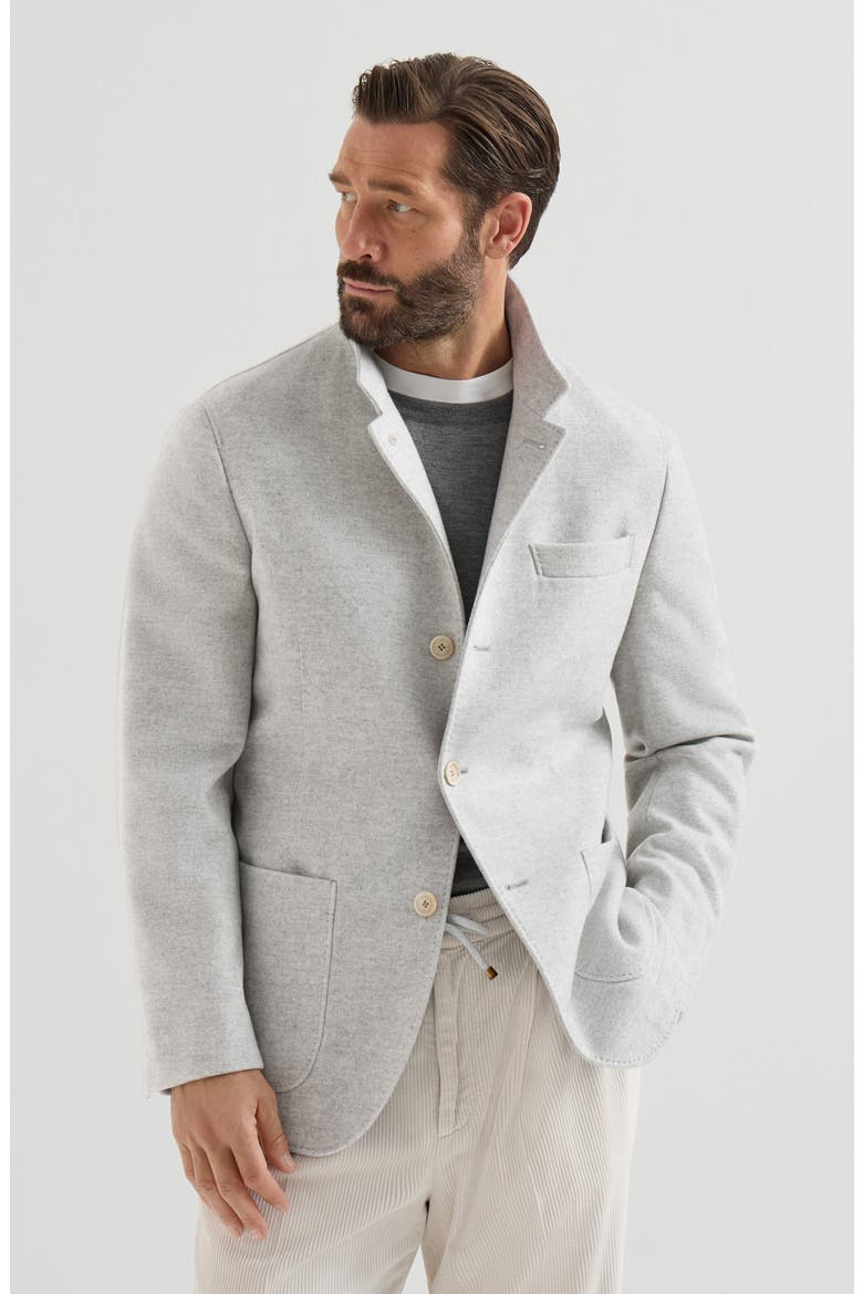 Lightweight water-resistant cashmere outerwear blazer, Main, color, Gravel