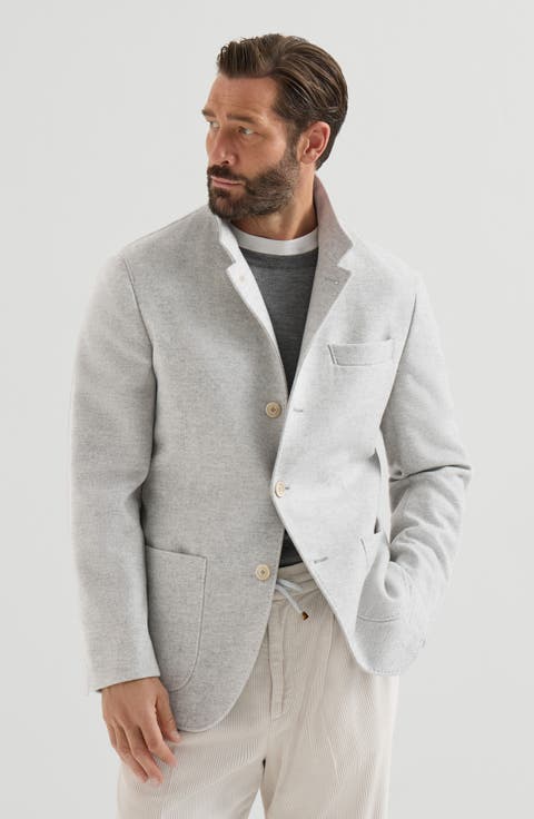 Lightweight water-resistant cashmere outerwear blazer