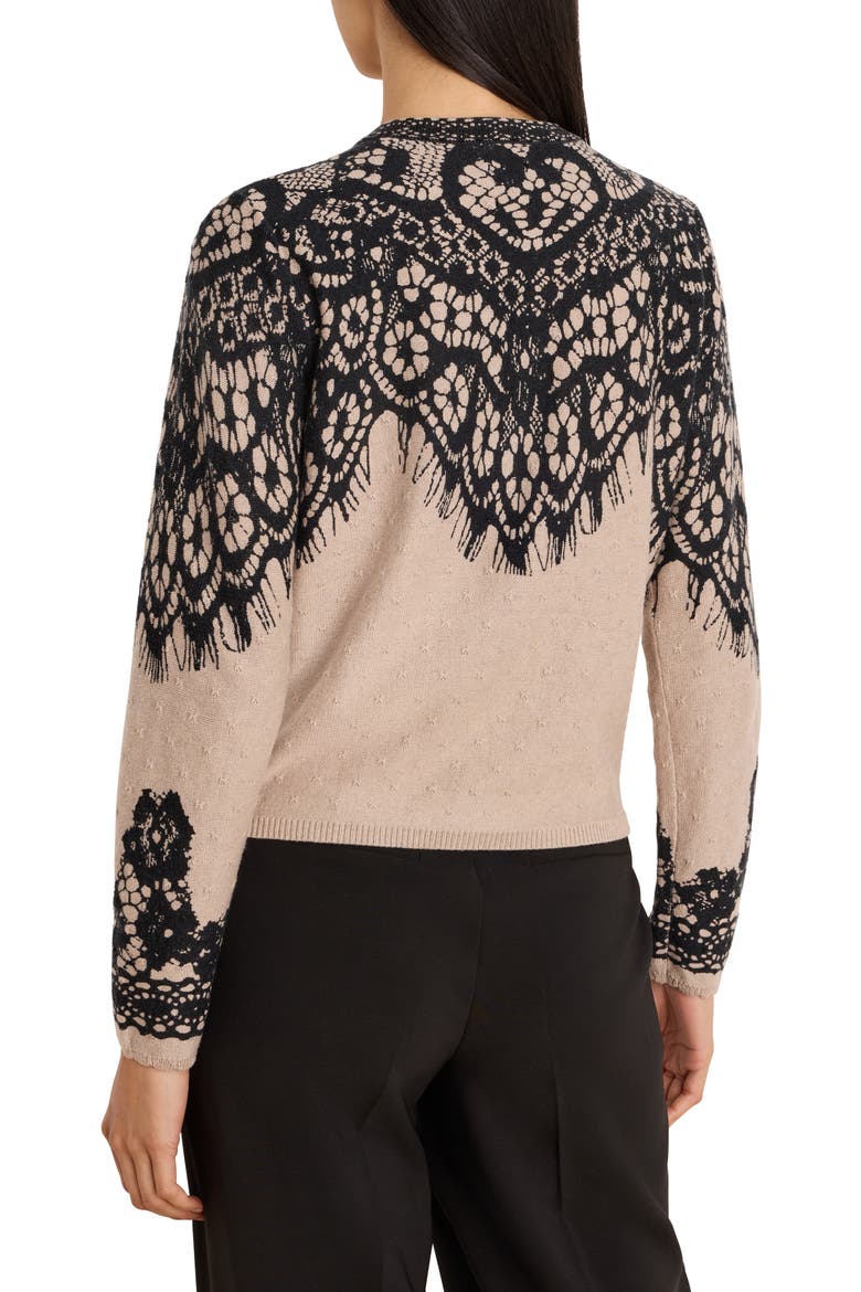Placed Lace Print Cardigan, Alternate, color, NEUTRAL MULTI