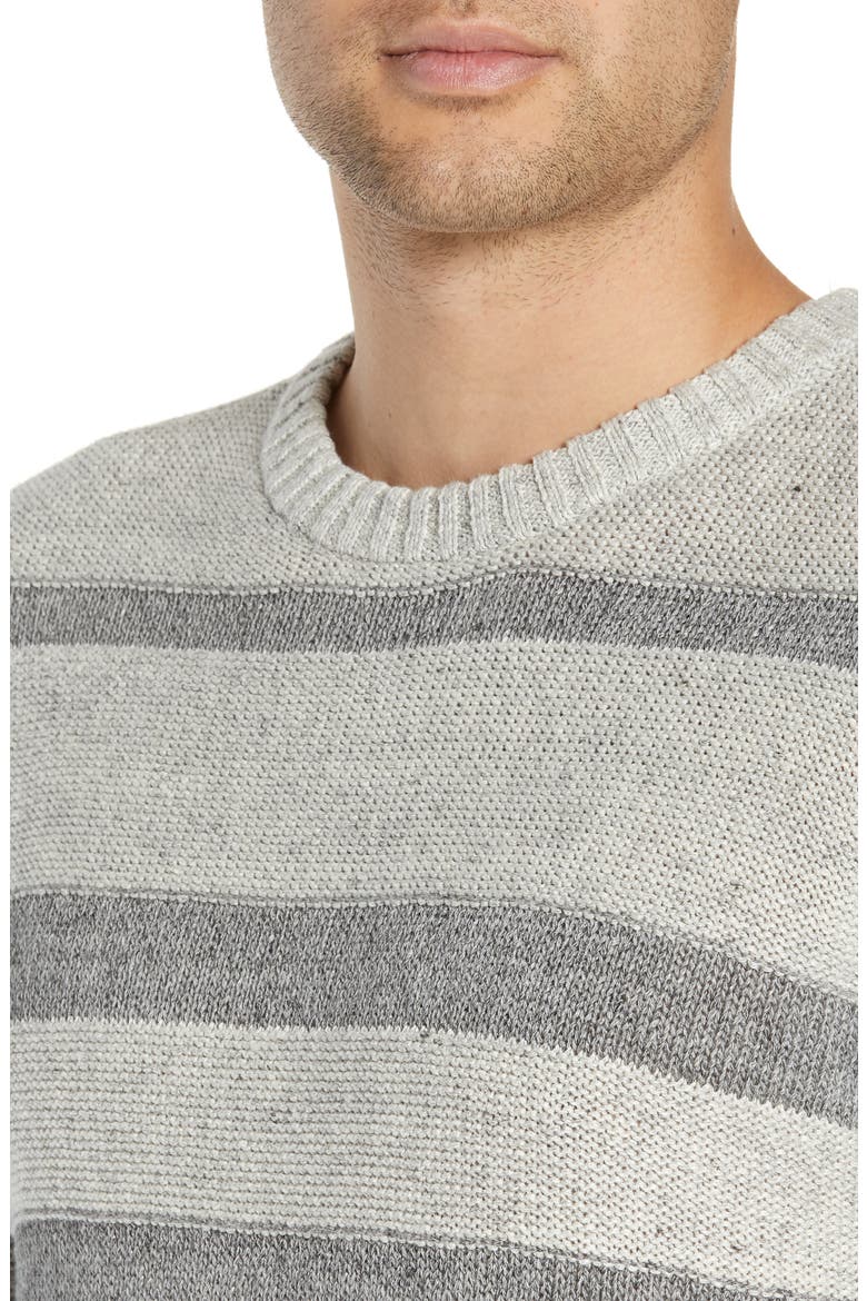 Gilpin Stripe Linen Blend Crewneck Sweater, Alternate, color, LIGHT GREY MELANGE STRIPE