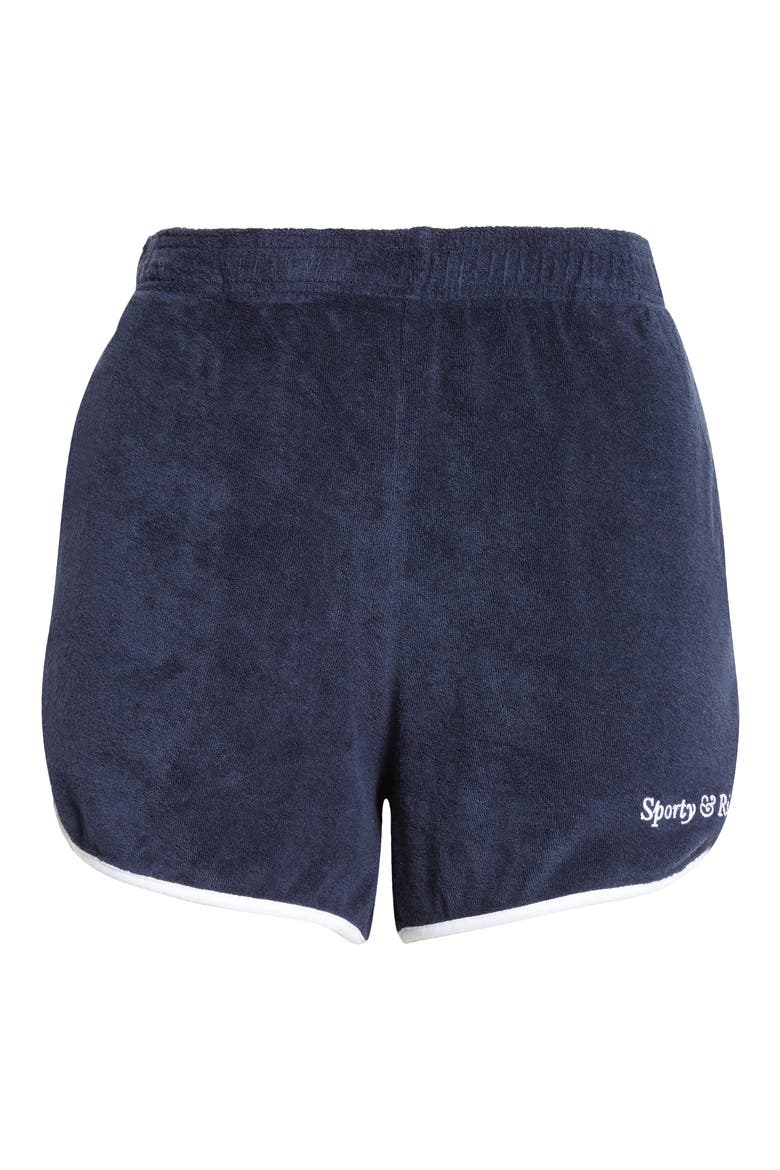 Italic Logo Cotton Terry Shorts, Alternate, color, NAVY