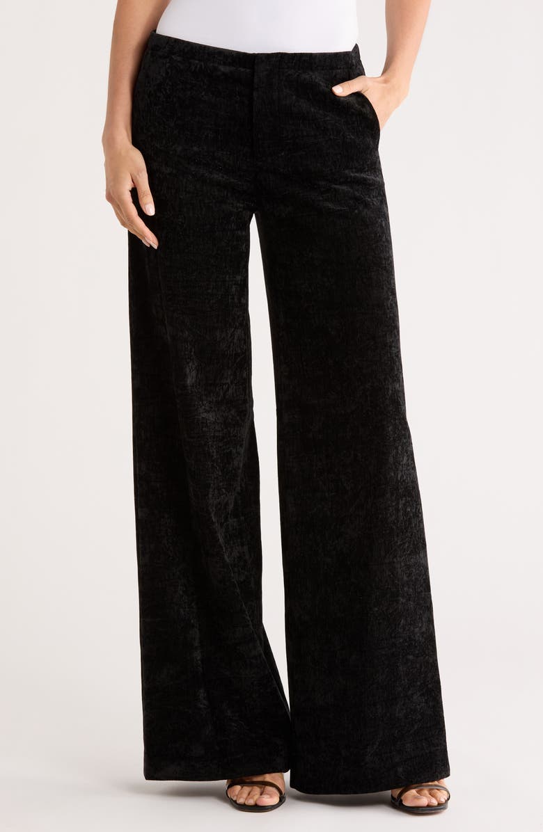 Alice + Olivia Conor Velvet Wide Leg Pants, Main, color, Black