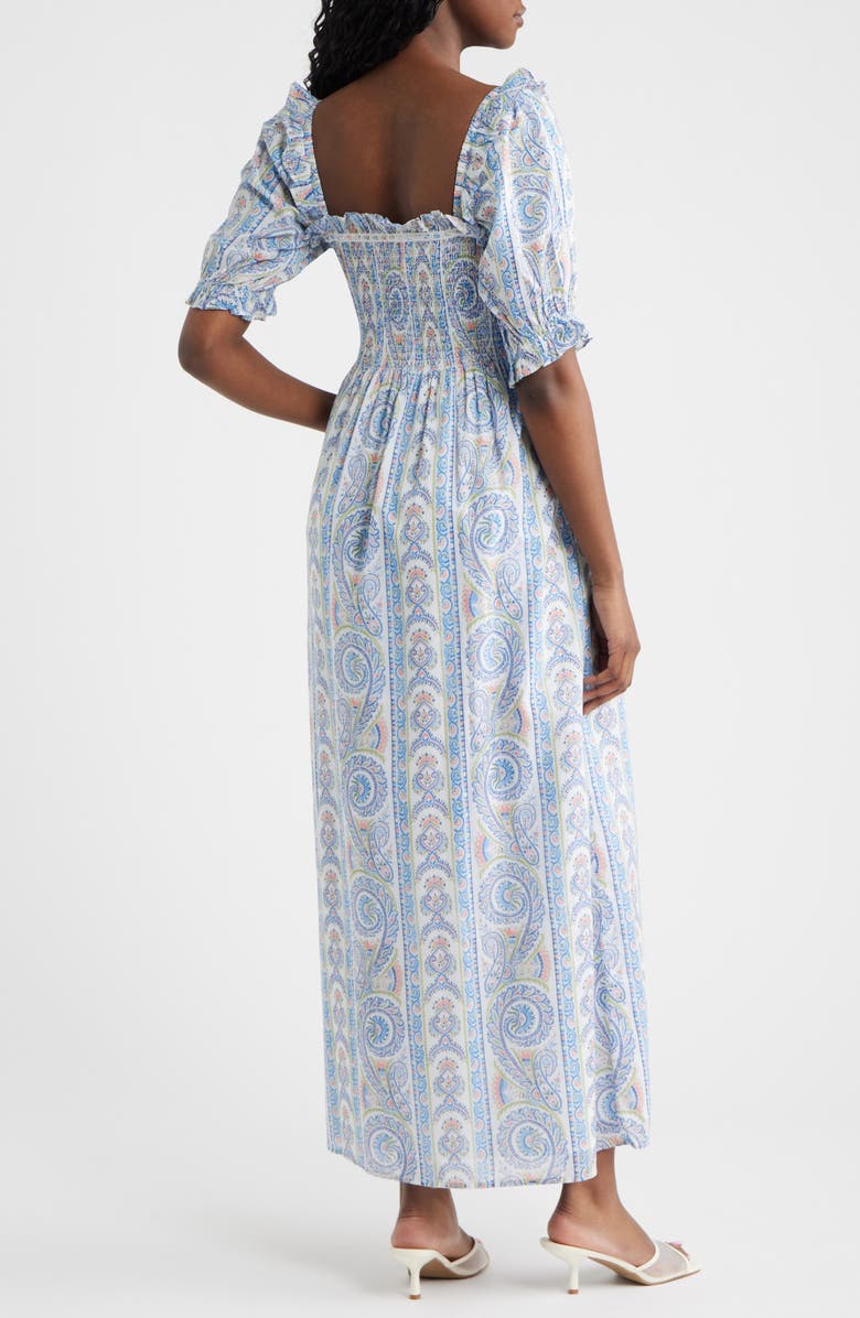 Hill House Home The Scarlett Paisley Nap Midi Dress, Alternate, color, Corsica Paisley Blue