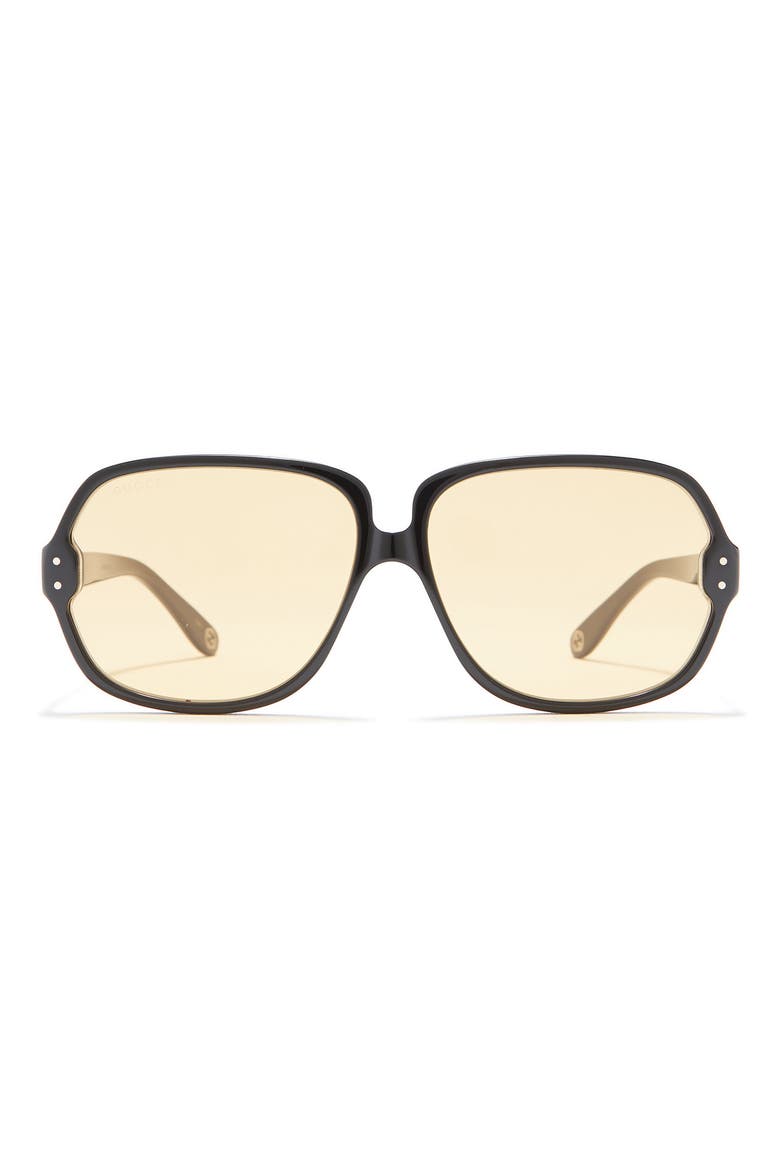 63mm Round Sunglasses, Main, color, BLACK