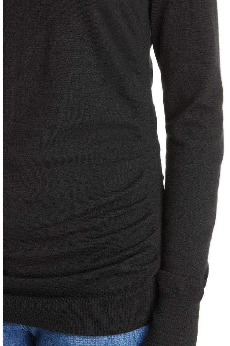 Luxe Silk Blend Turtleneck Sweater, Alternate, color, NOIR