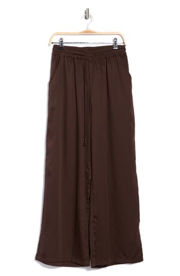 Elie Elie Tahari Drawstring Wide Leg Pants In Brown