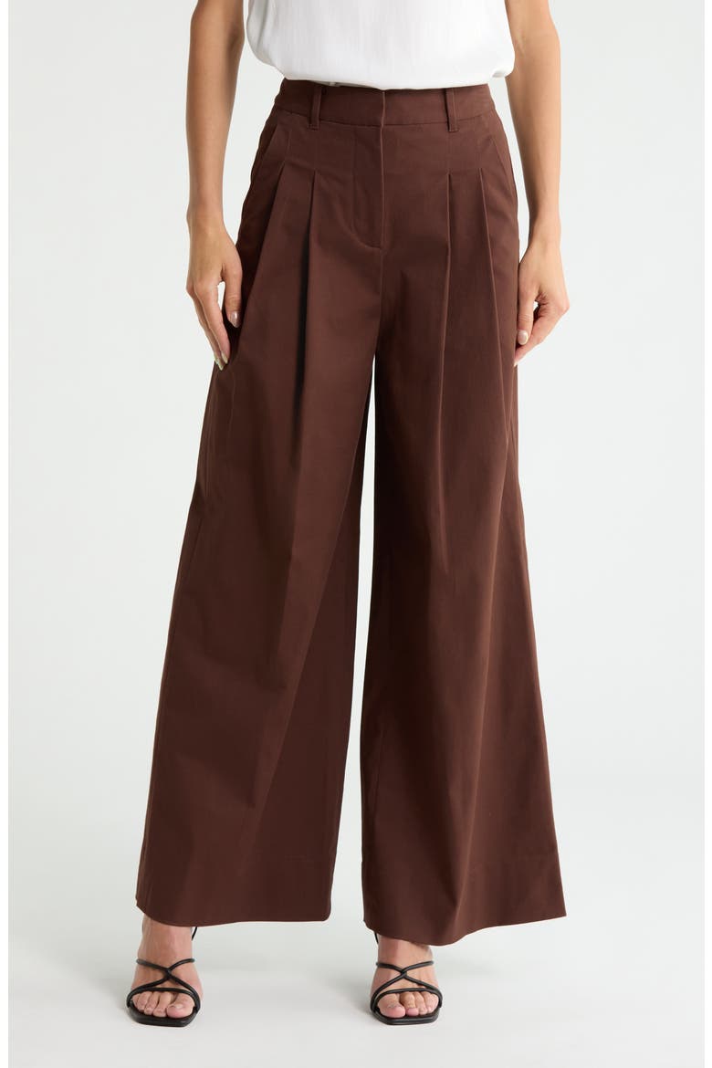 Juliana Wide Leg Pleated Pants, Main, color, COFFEE