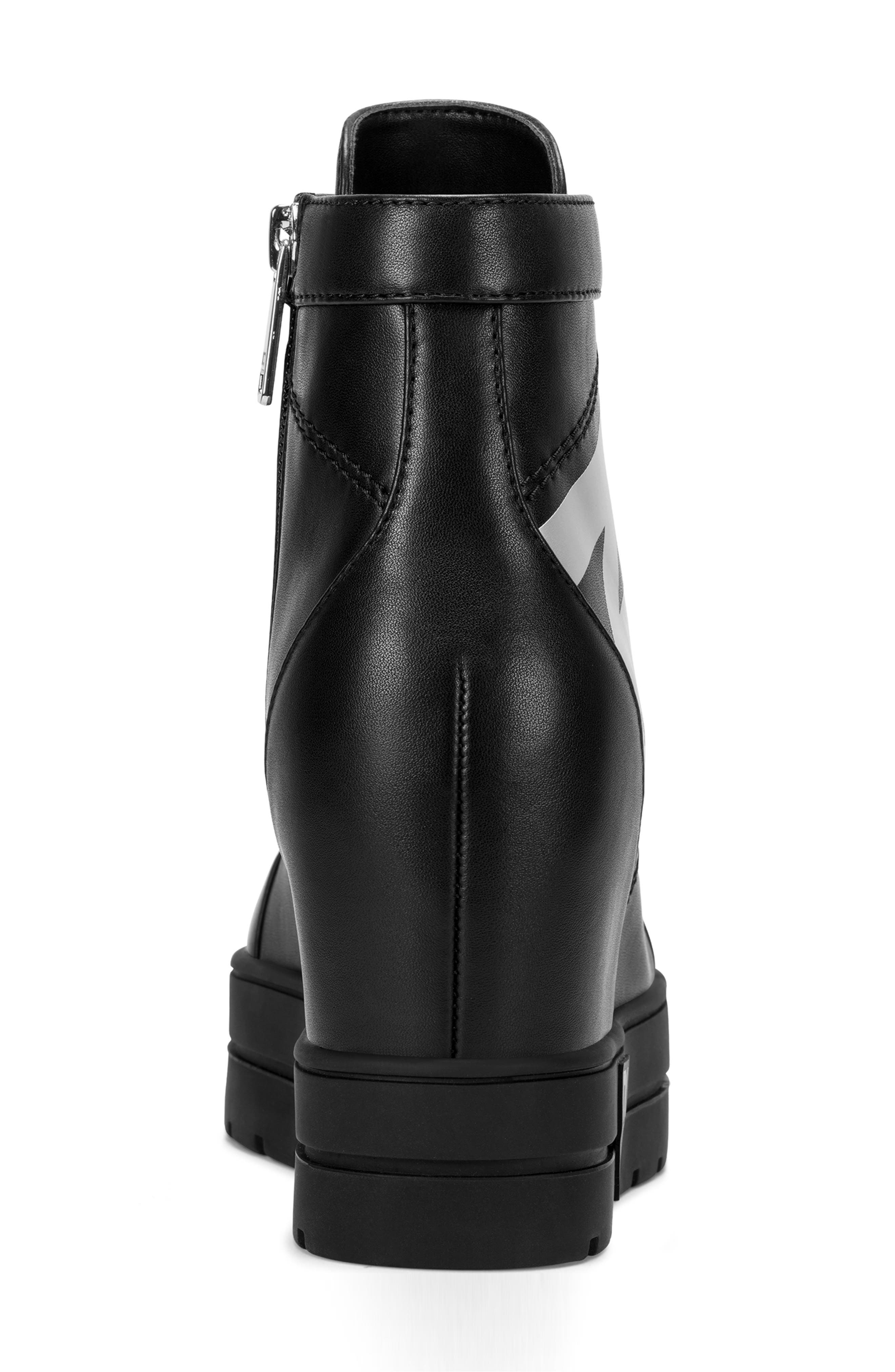 DKNY Clary Wedge Sneaker, Alternate, color, Black/ Silver