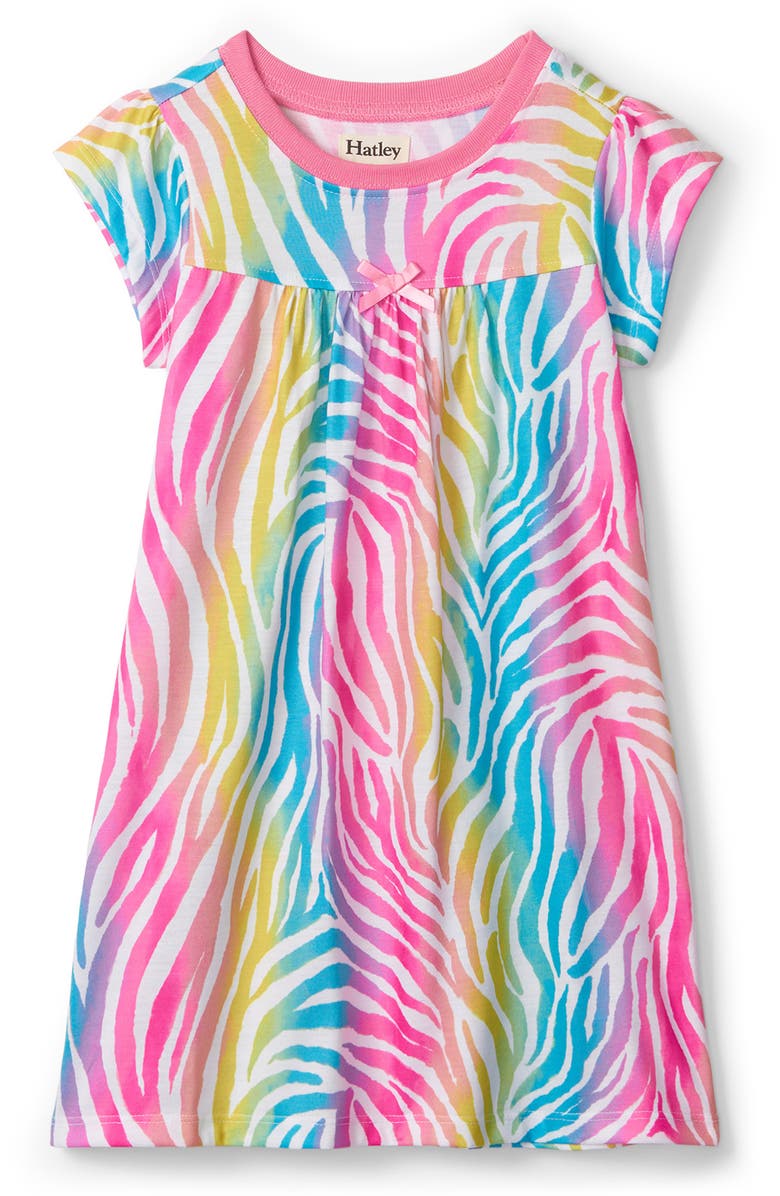Hatley Kids' Rainbow Zebra Nightgown, Main, color, White