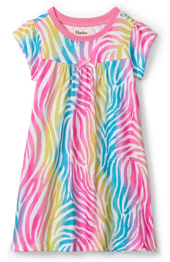 Hatley Kids' Rainbow Zebra Nightgown In White