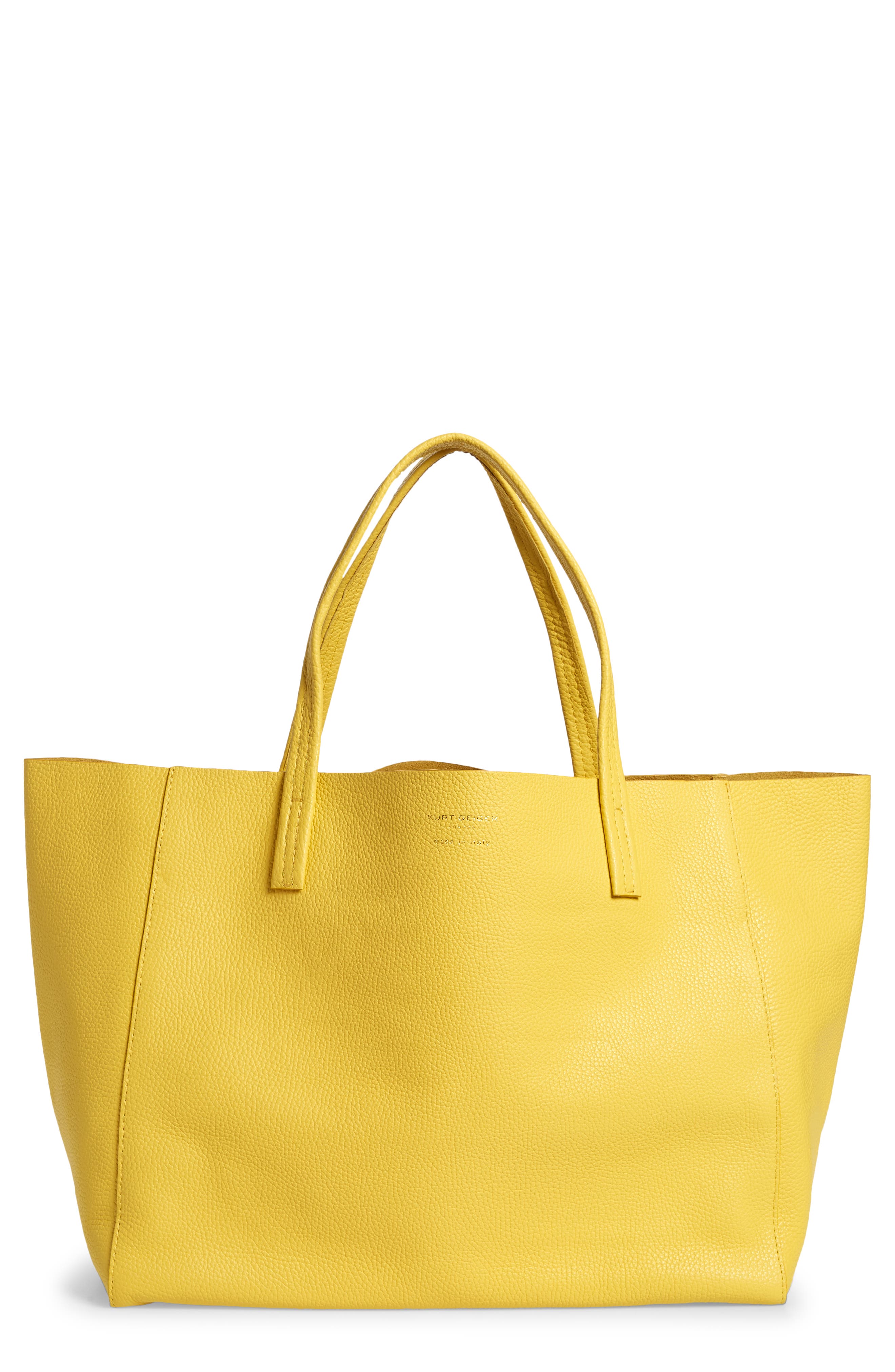 Violet East/West Leather Tote, Main, color, YELLOW
