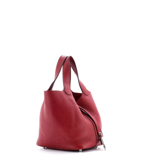 Pre-owned Hermes Hermes Picotin Lock Bag Clemence Pm In Burgundy