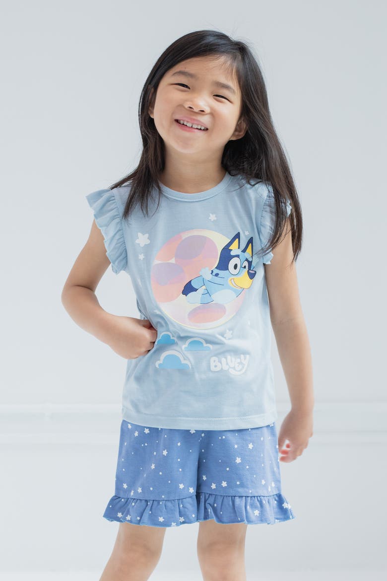 Tee and French Terry Shorts Set, Alternate, color, Bluey Starry Blue