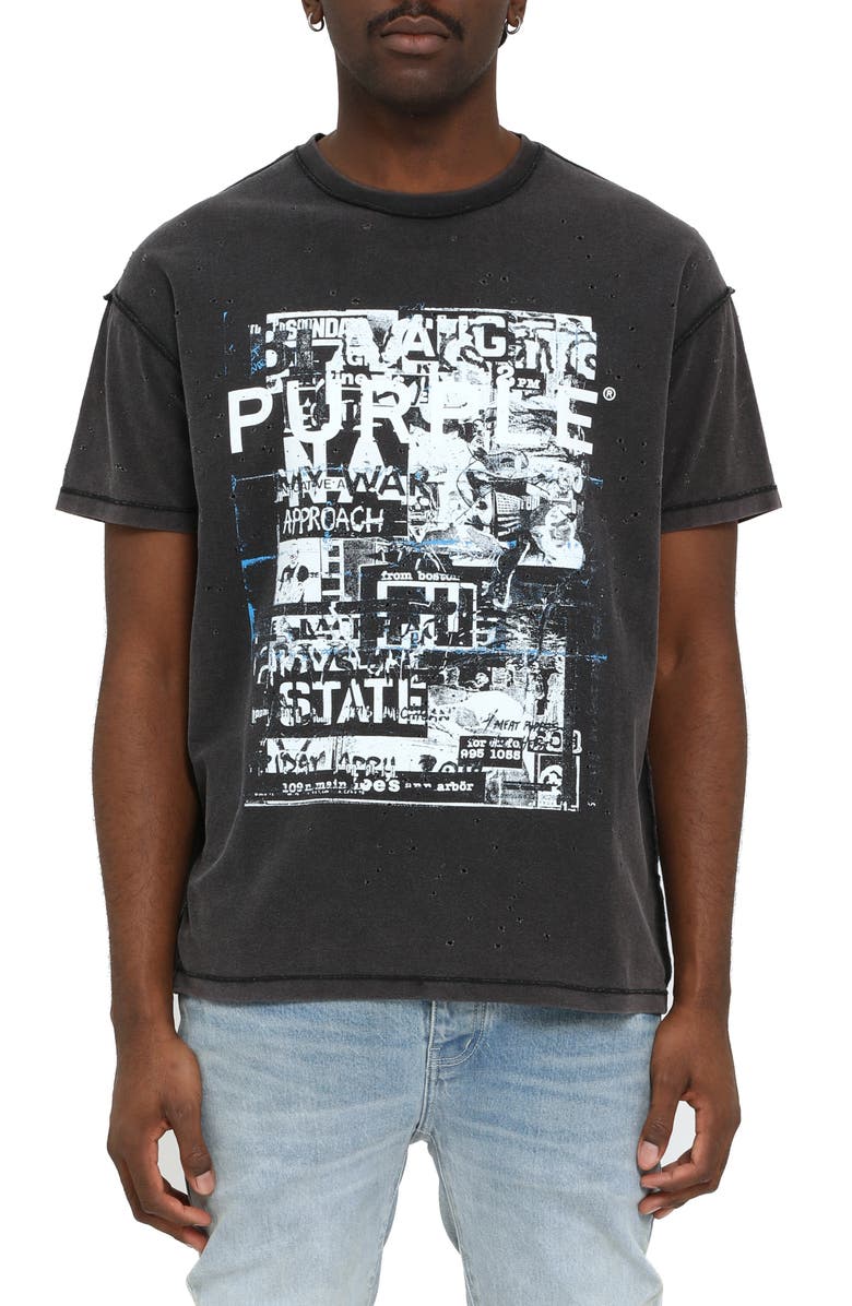 PURPLE BRAND Textured Inside Out Graphic T-Shirt, Main, color, Black