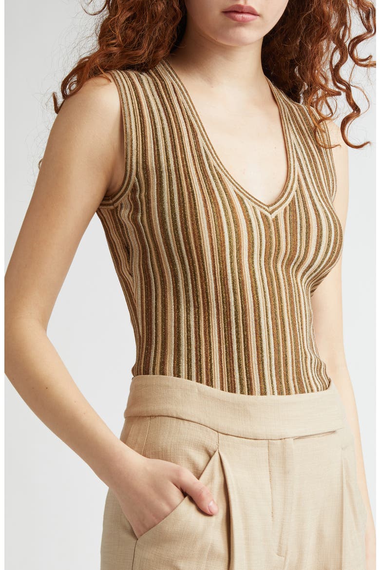 Sid Sparkle Stripe Rib Sweater Tank, Alternate, color, GOLD BRONZE