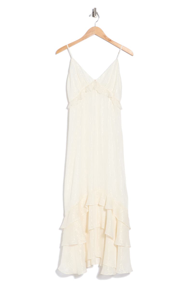 Esmeralda Metallic Chiffon Maxi Dress, Main, color, WHITE