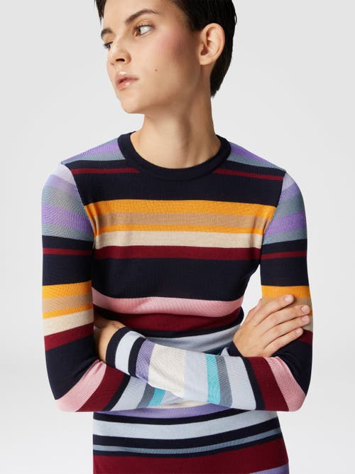 Missoni Wool Blend Long Sleeve Knit Maxi Dress In Multicoloured