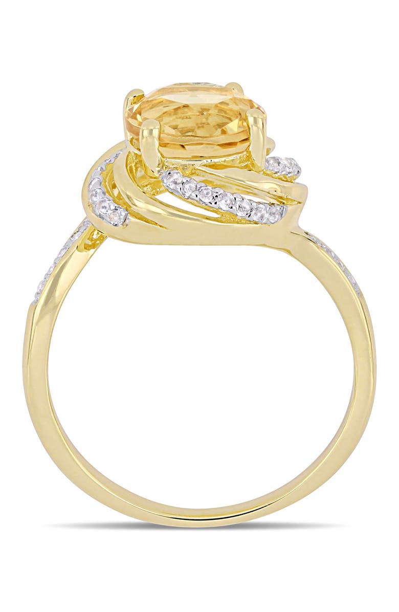 DELMAR Yellow Plated Sterling Silver Citrine White Topaz and Diamond Ring, Main, color,