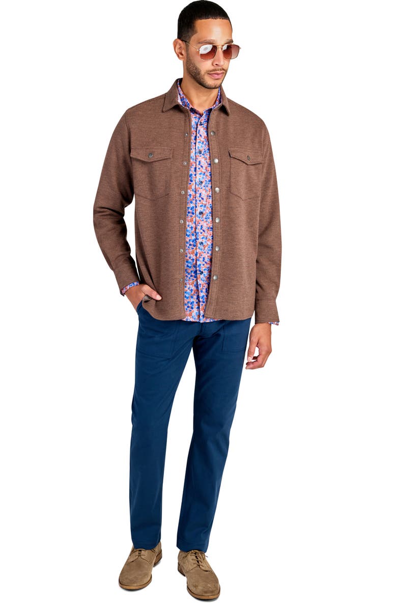 Brooklyn Brigade Slim Fit Denim Printed Shirt Jacket, Alternate, color, Brown