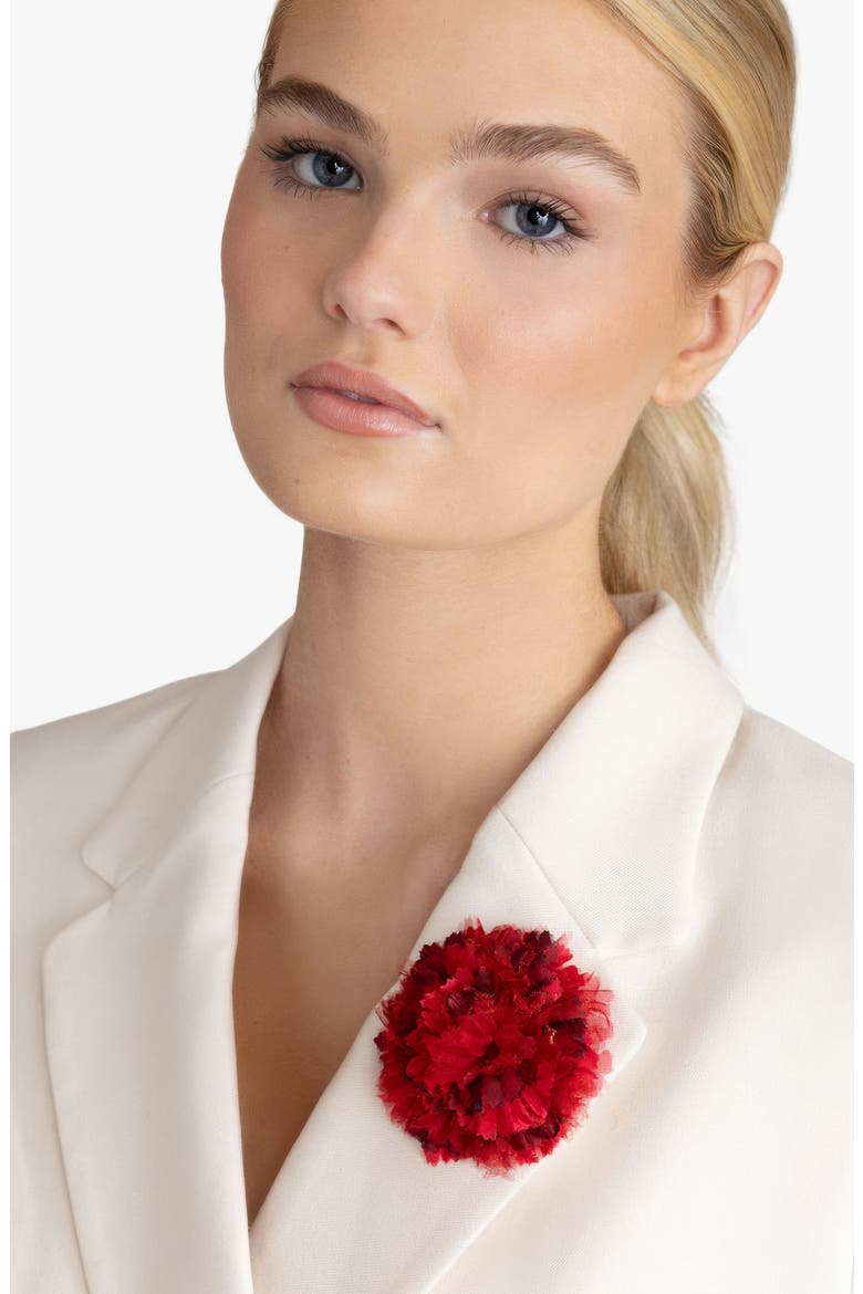 The Red Carnation Floral Brooch, Alternate, color, Red