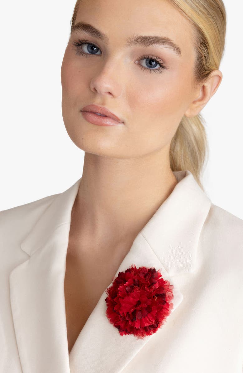 Helena Simon The Red Carnation Floral Brooch, Alternate, color, Red