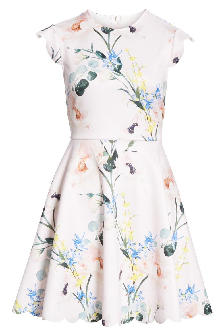 Karsali Elegance Scallop Skater Dress, Alternate, color, NUDE PINK