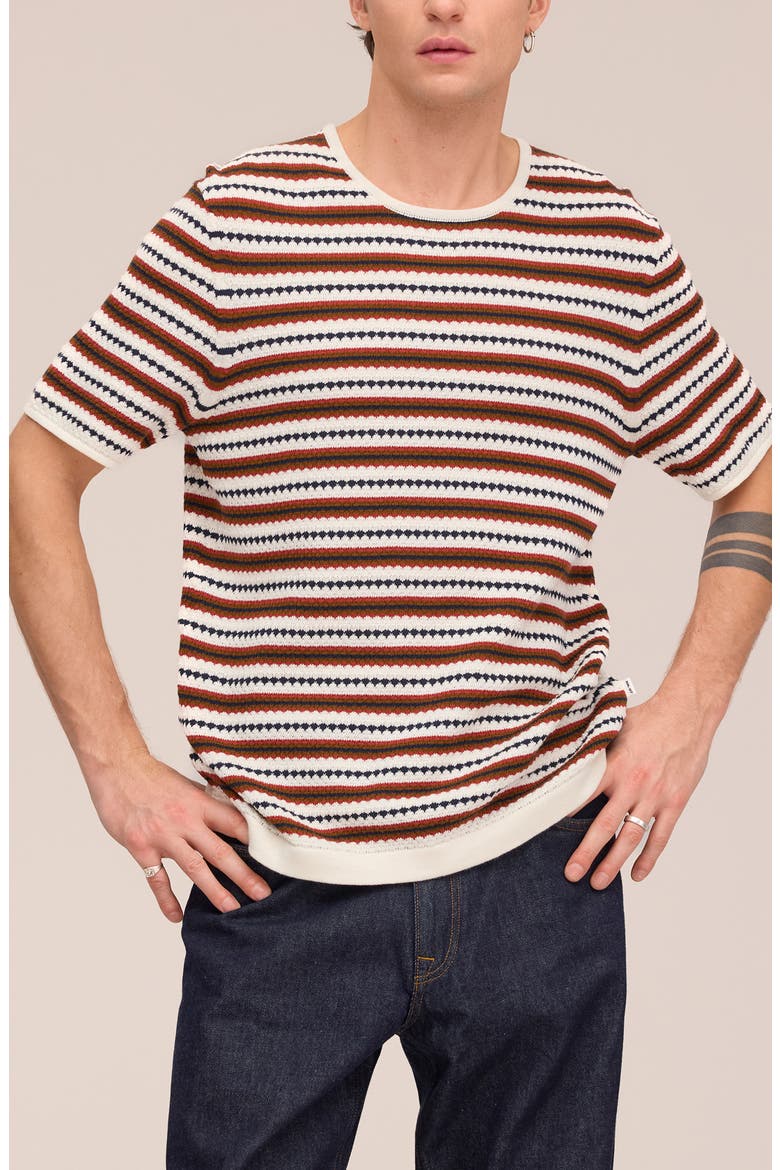 Bari 6686 Short Sleeve Organic Cotton Sweater, Alternate, color, IVORY MULTI