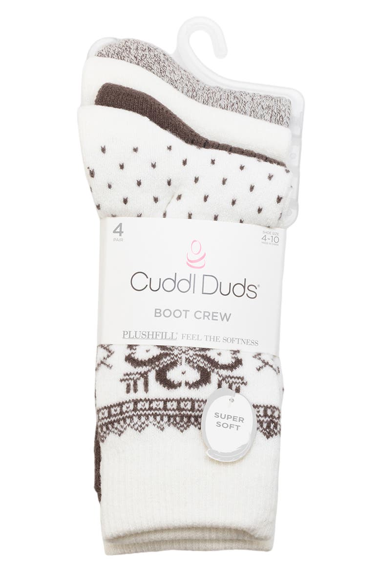 4-Pack Bootcut Crew Socks, Main, color, IVORY JAVA