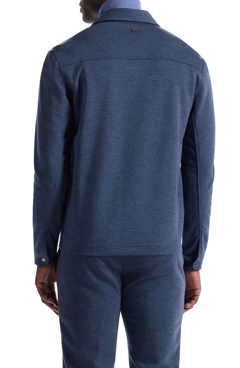 Bugatchi Heathered Kint Snap-Up Shirt Jacket, Alternate, color, Navy