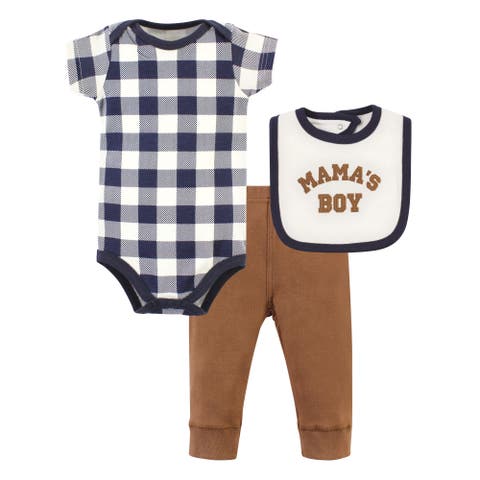 Cotton Bodysuit, Pant and Bib Set (Baby)