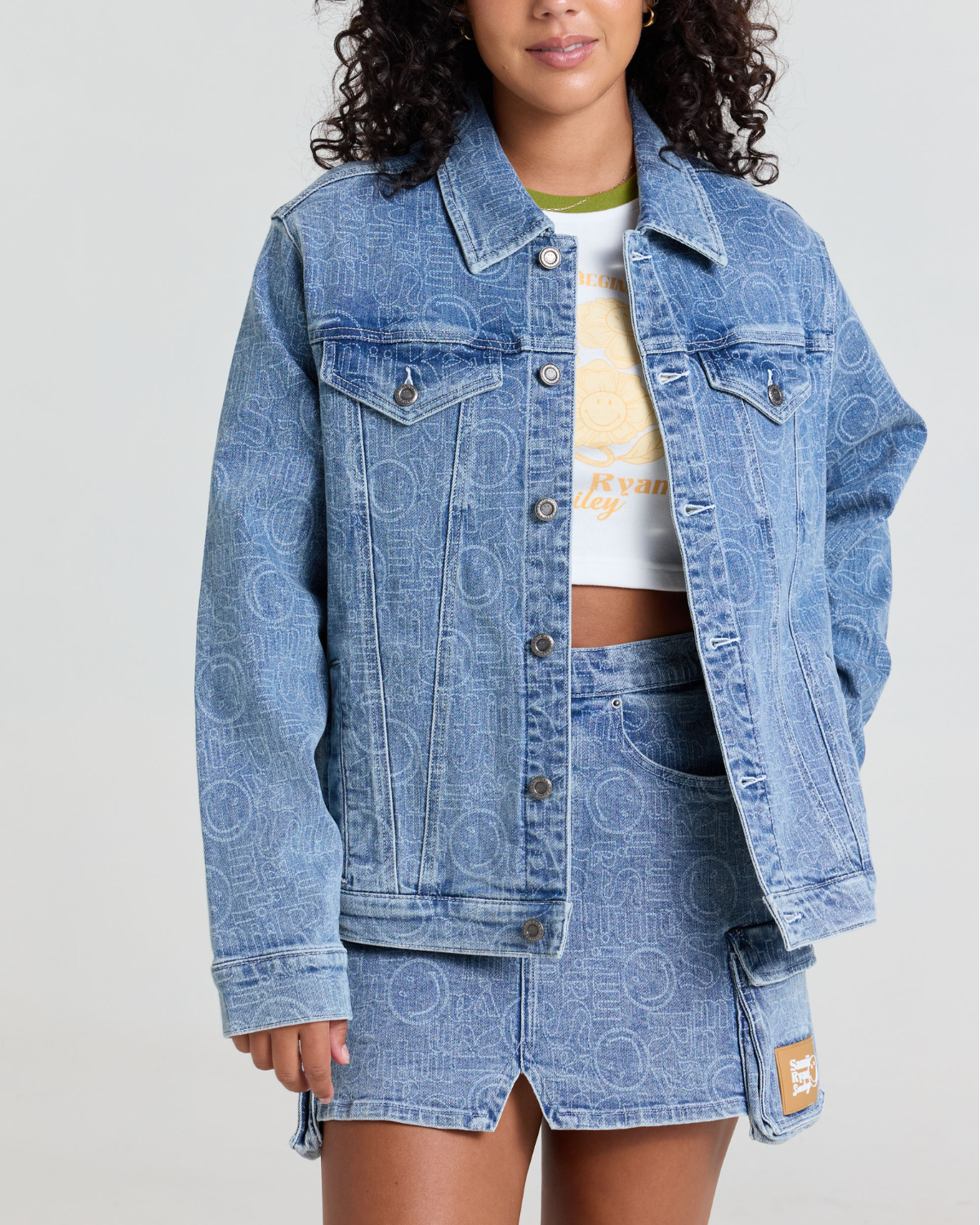 Smiley Oversized Denim Jacket