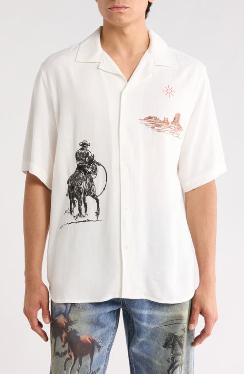 ONE OF THESE DAYS Tomorrow Has Already Spoken Embroidered Camp Shirt in Bone at Nordstrom, Size Medium