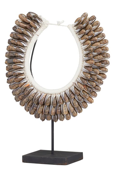 Brown Shell Necklace Sculpture with Stand