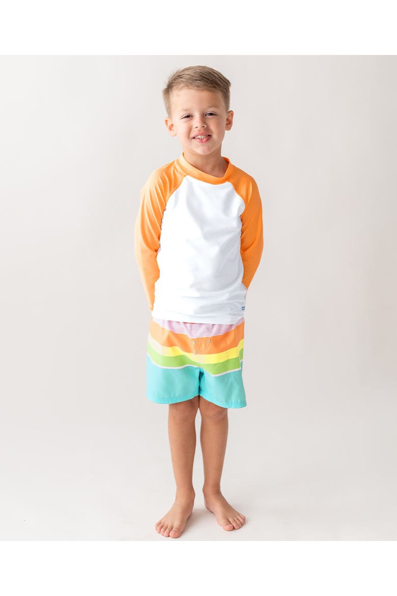 Baby Boys UPF50+ Swim Trunks, Alternate, color, Island Rainbow Multi-Stripe
