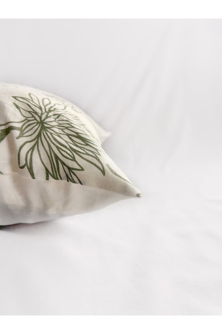 Dahlia - Pure Linen Throw Pillow Cover, Alternate, color, Sage Green