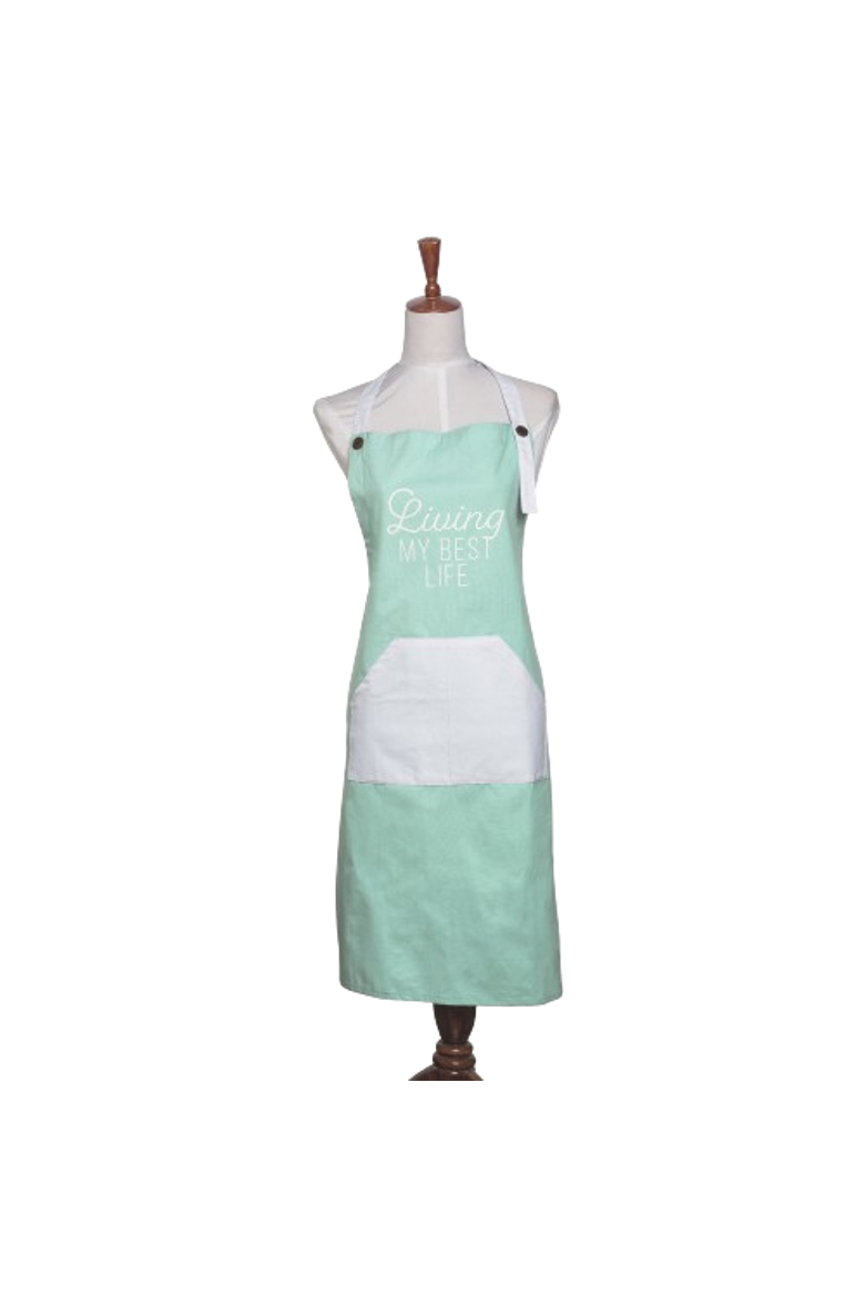 Living My Best Life Apron Cotton Green, Alternate, color, Green